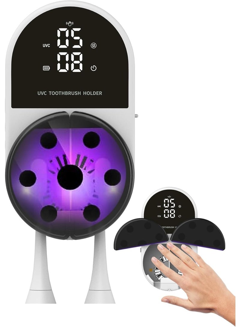 Smart UVC Toothbrush Holder with UV Sterilizer, Digital Display, Touch Sensor, Rechargeable Wall Mounted Toothbrush Sanitizer, Toothbrush Cleaner - Image 1